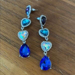 Elegant Blue and Silver Drop Earrings